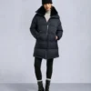 Belle Dune Long Shearling Trim Puffer