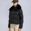 Belle Dune Short Shearling Trim Puffer