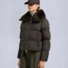Belle Dune Short Shearling Trim Puffer