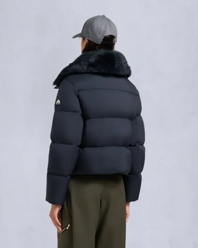 Belle Dune Short Shearling Trim Puffer