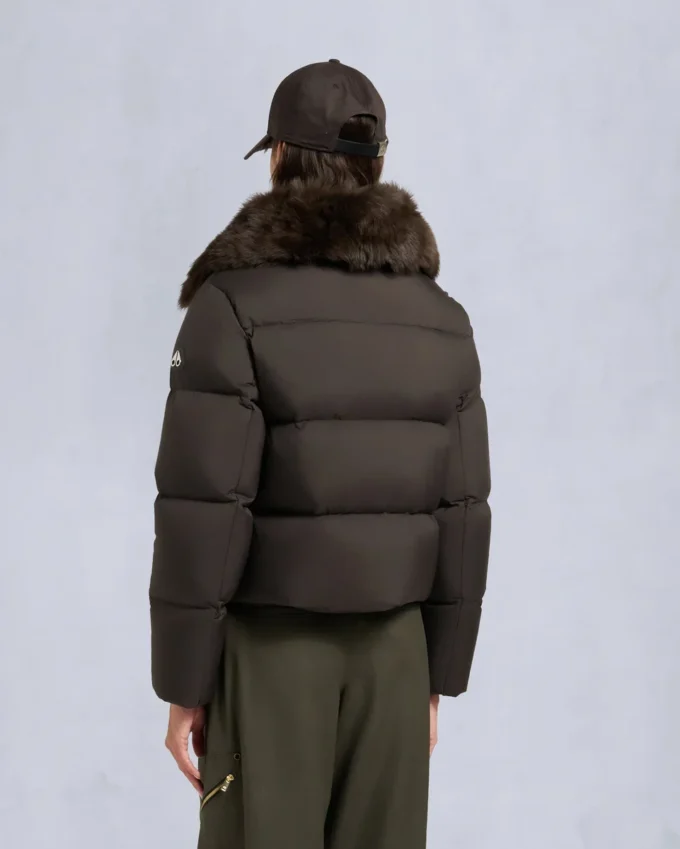 Belle Dune Short Shearling Trim Puffer
