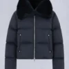 Belle Dune Short Shearling Trim Puffer