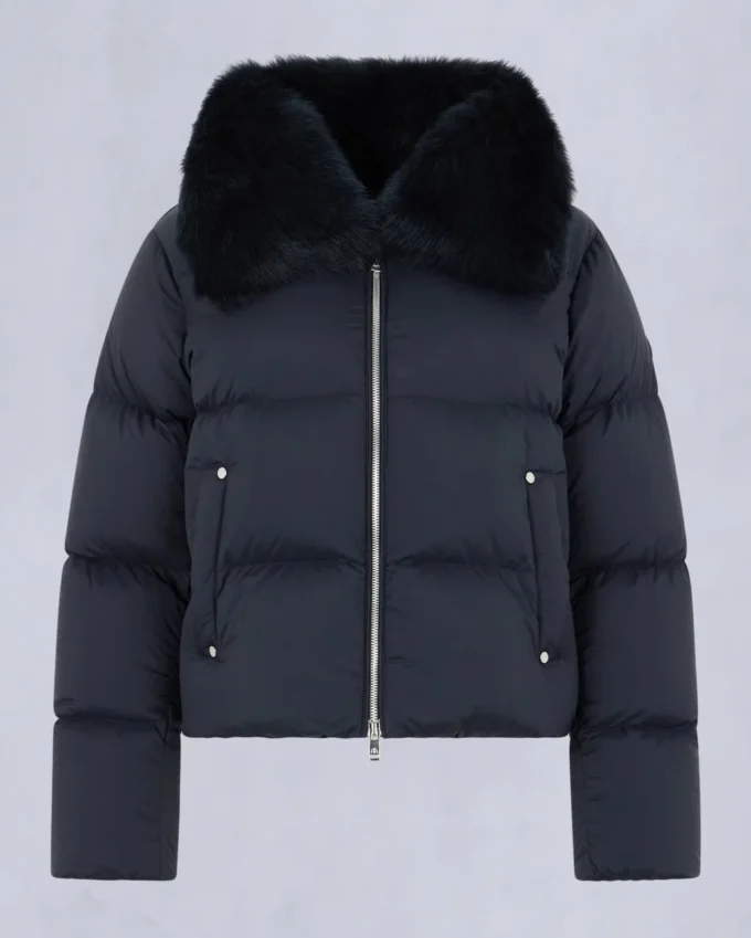 Belle Dune Short Shearling Trim Puffer