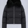 Belle Dune Short Shearling Trim Puffer