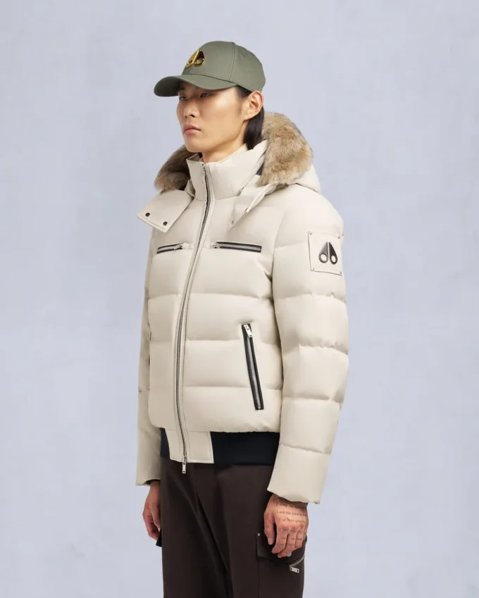 Cloud Shearling Trim Bomber Jacket