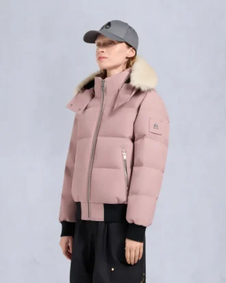 Cloud Shearling Trim Bomber Jacket