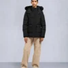 Onyx Anguille Shearling Trim Jacket