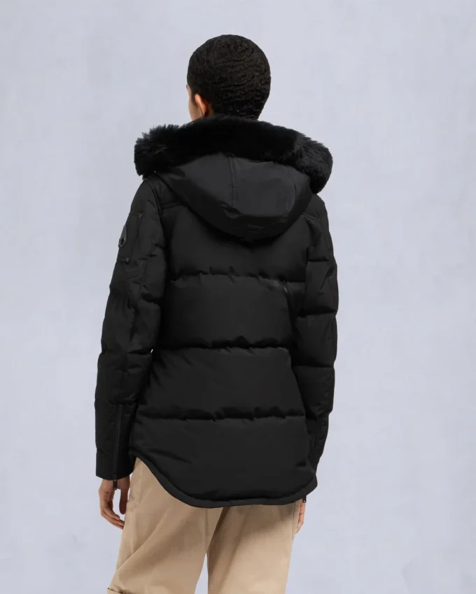 Onyx Anguille Shearling Trim Jacket