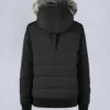 Onyx Ladriere Shearling Trim Bomber Jacket