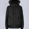 Onyx Ladriere Shearling Trim Bomber Jacket