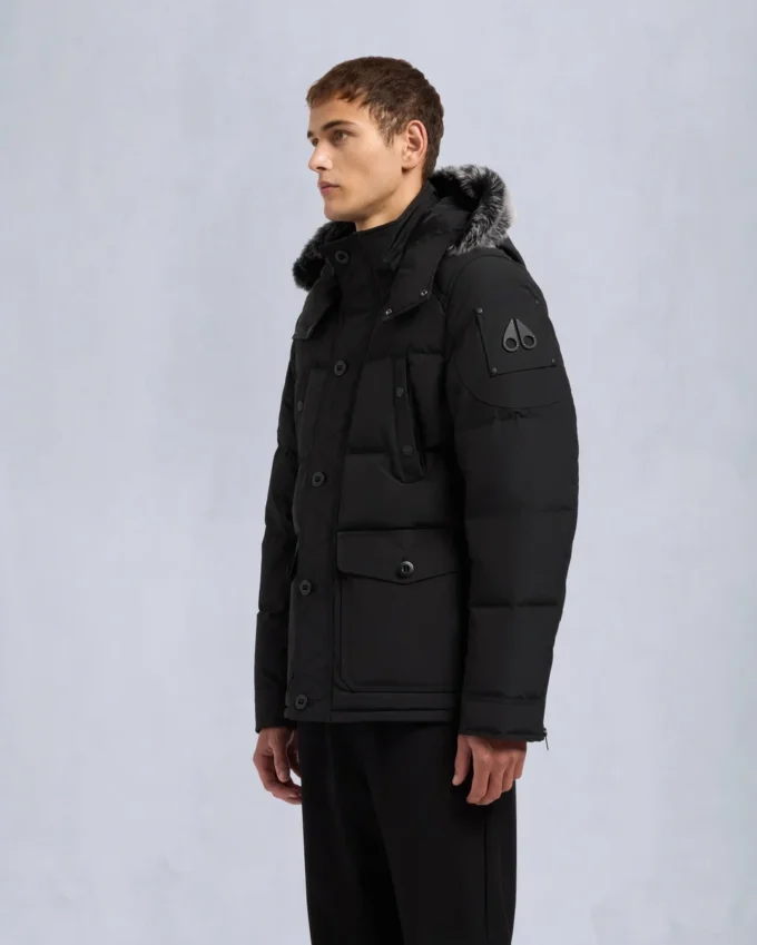 Onyx Round Island Shearling Trim Jacket