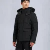 Onyx Round Island Shearling Trim Jacket