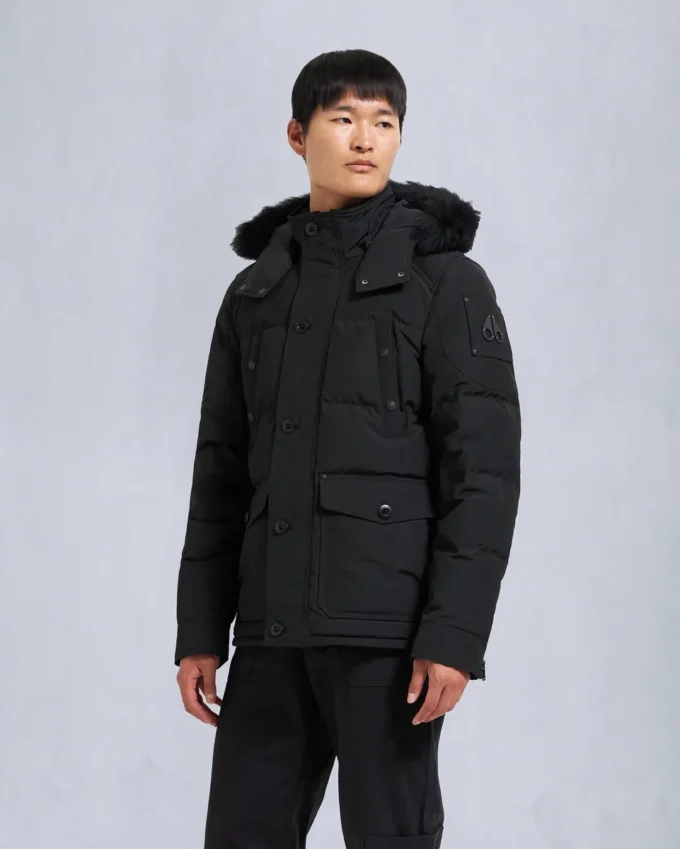Onyx Round Island Shearling Trim Jacket