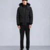 Onyx Scotchtown Shearling Trim Bomber Jacket