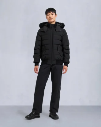 Onyx Scotchtown Shearling Trim Bomber Jacket