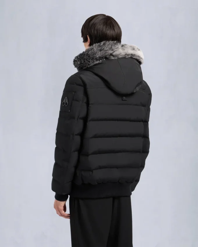 Onyx Scotchtown Shearling Trim Bomber Jacket